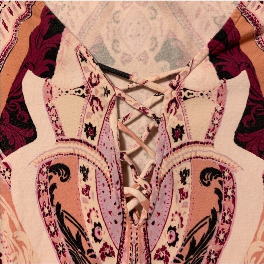 Free People Pick a Place Bodysuit Top Pink Purple Long Sleeve - Picture 13 of 15